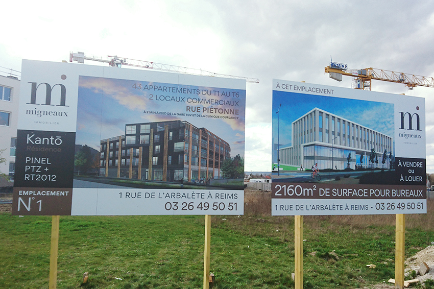 Signalétique panneau de chantier migneaux immobilier communication immobilier réalisation