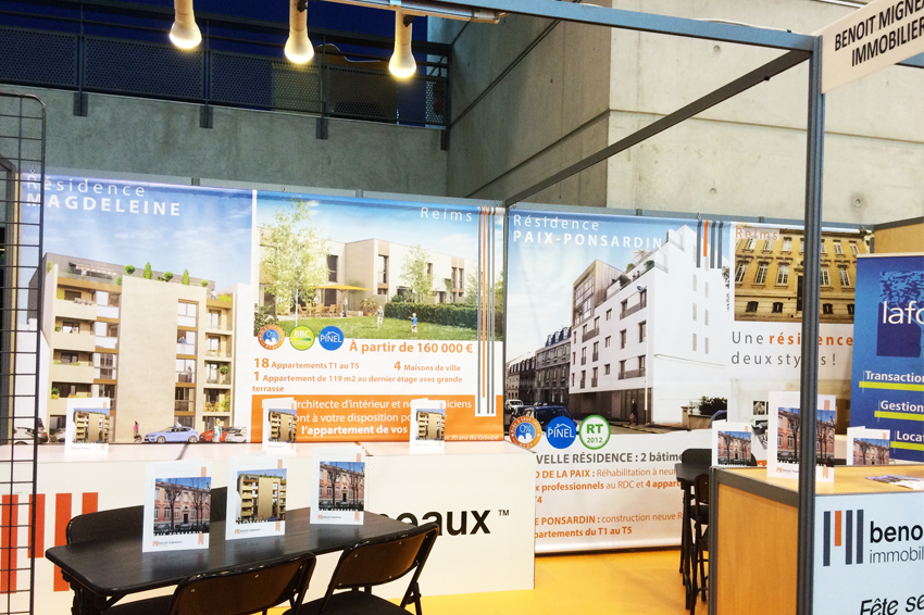 stand migneaux immobilier signalétique communication salon foire expo