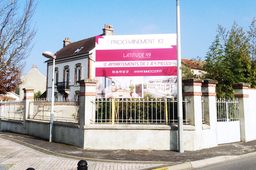 panneau immobilier immo coop reims signalétique communication publicité