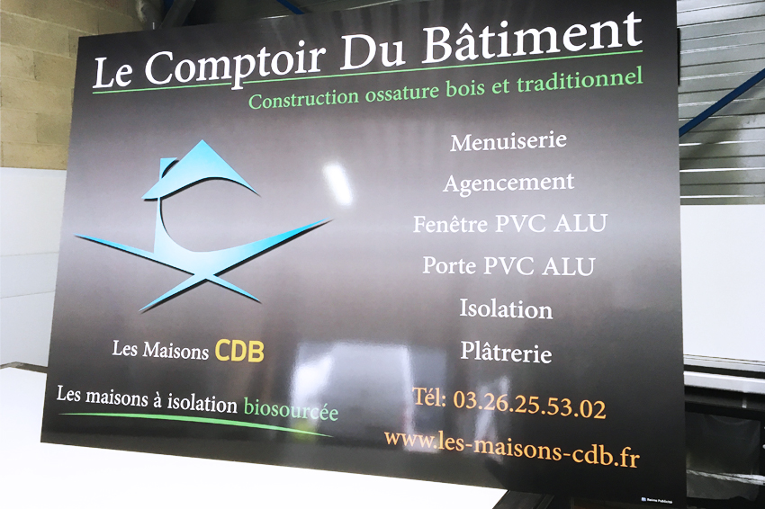 enseigne panneau dibond comptoir du bâtiment signalétique communication publicité 