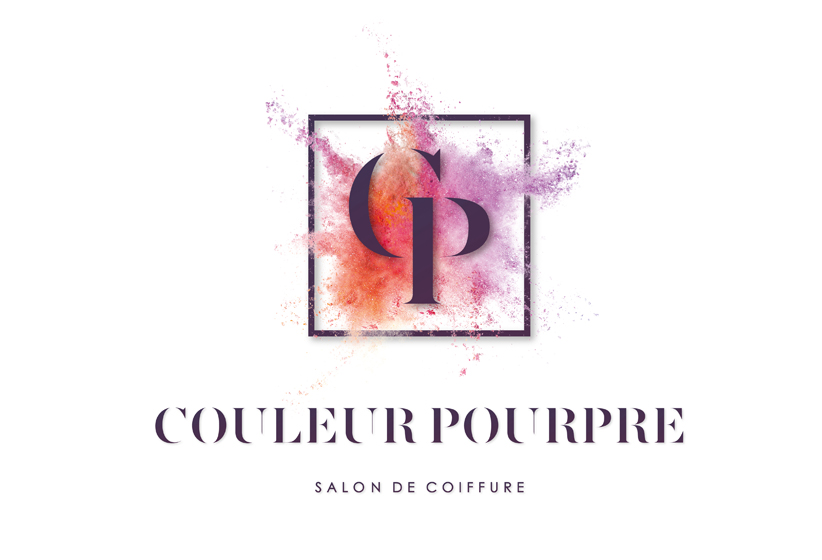 identité visuelle conception graphique salon couleur pourpre tinqueux coiffure communication publicité