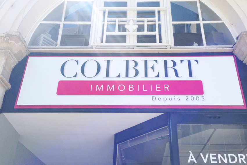 enseigne colbert immobilier immo panneau dibond signalétique publicité communication