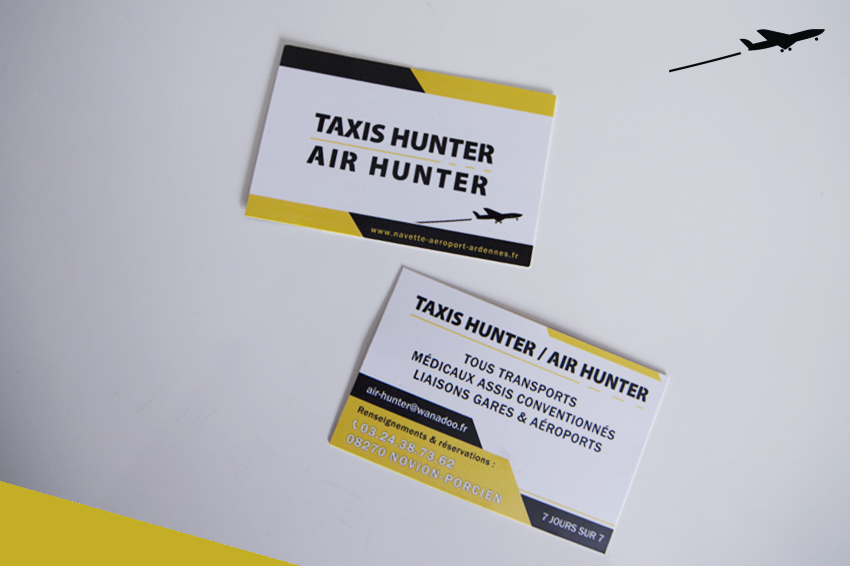 cartes de visite impression air taxi hunter communication publicité