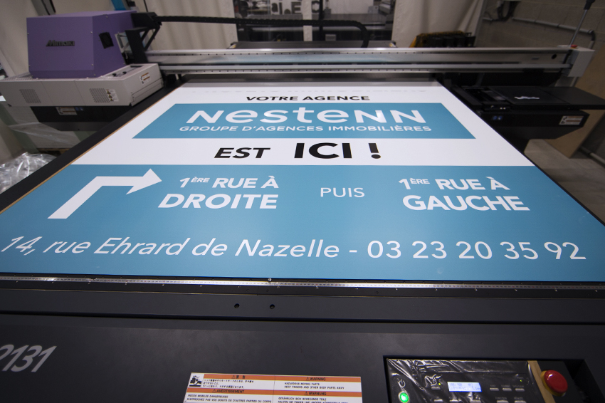 impression panneau mimaki jfx 500-2131 pour nestenn agence immobilière communication publicité