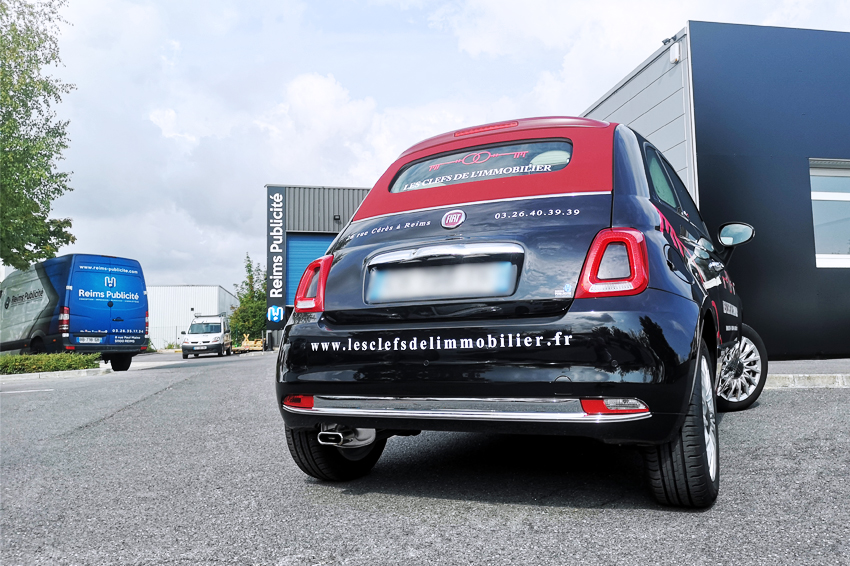 marquage véhicule fiat 500 les clefs de l'immobilier reims