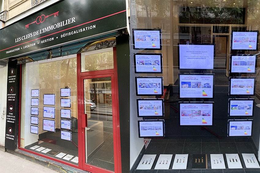 vitrine lumineuse écrans lumineux agence les clefs de l'immobilier reims