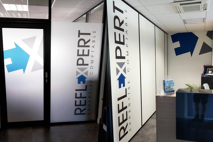réflexpert habillage intérieur marquage locaux adhésif dépoli déco décoration reims
