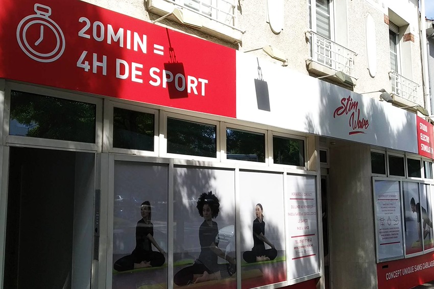 stim wave enseigne marquage vitrine adhésif reims